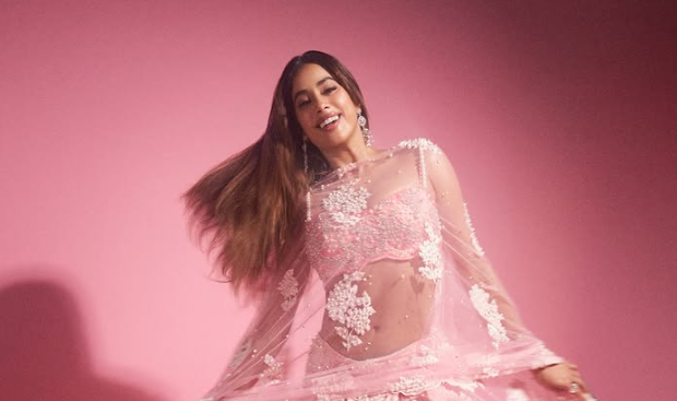 Janhvi Kapoor Dazzles in Blush Pink Manish Malhotra Lehenga