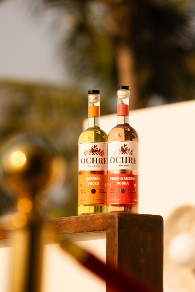 Saffron vodka by ochre spirits 
peach and cherry vodka by ochre spirits 
